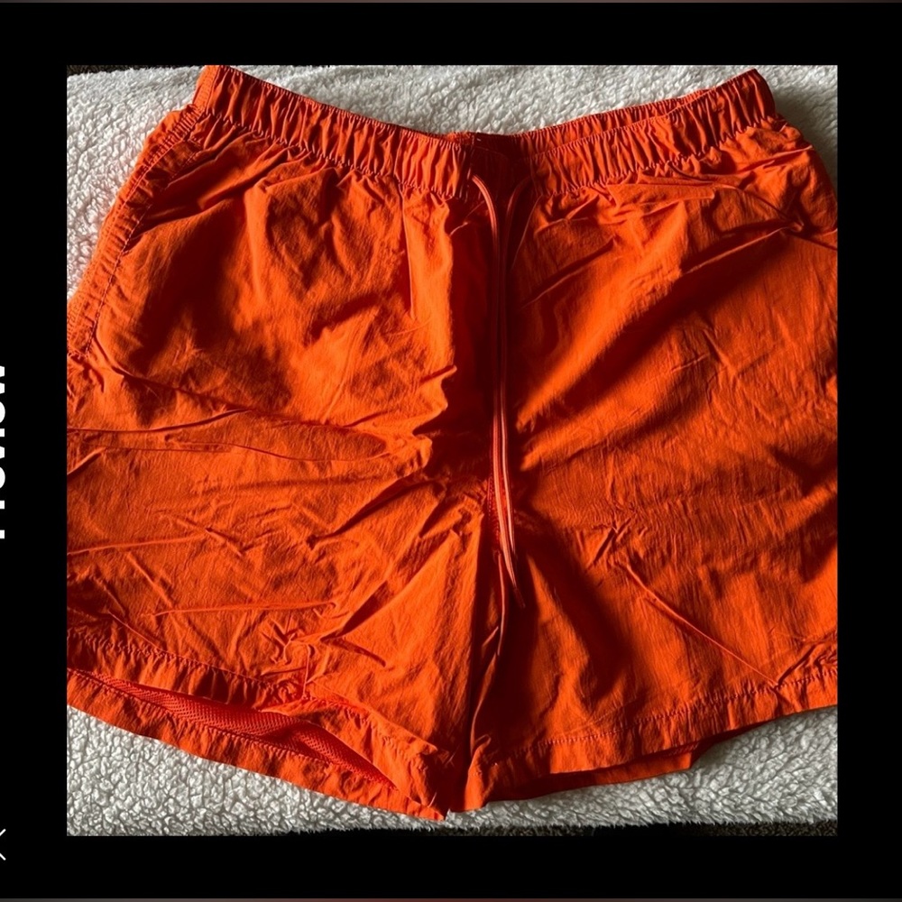 Vibrant Orange Swim Trunks with Elastic Waistband